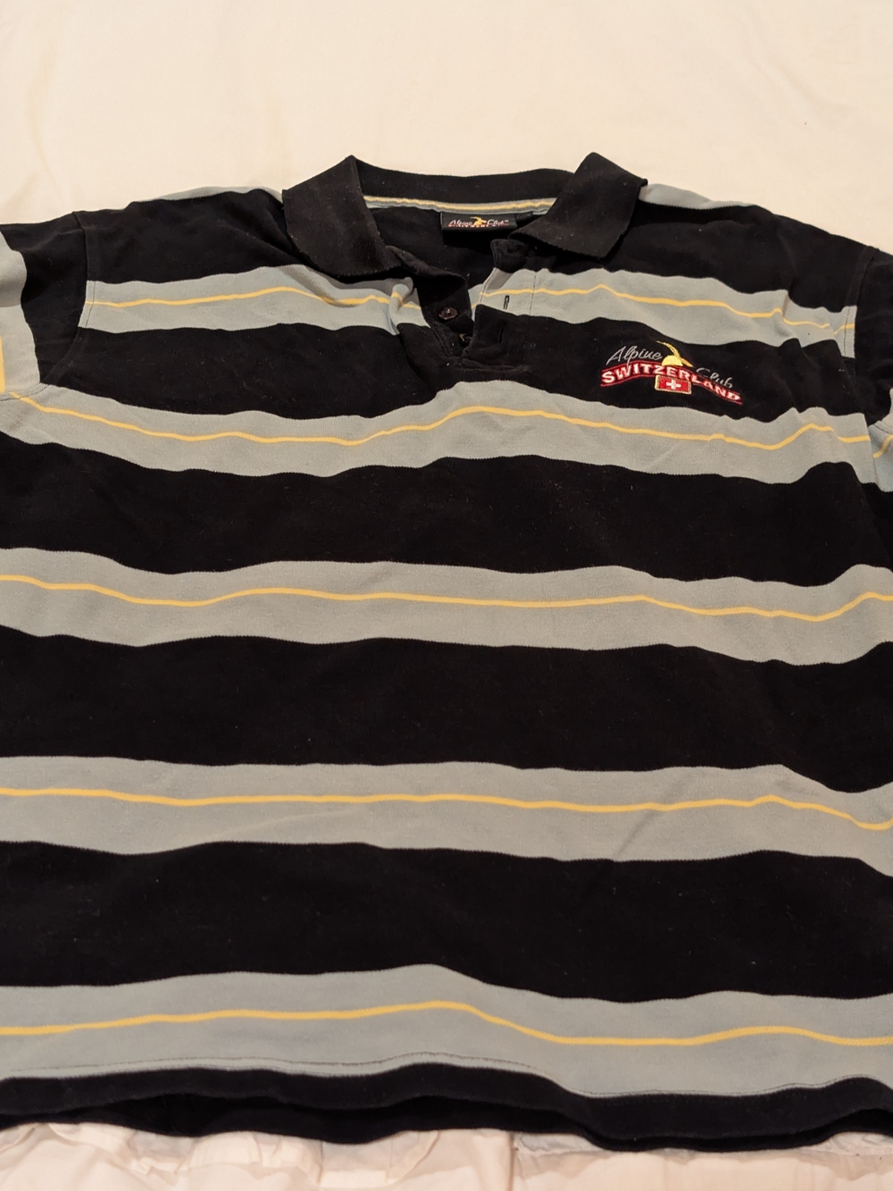 Alpine Club Switzerland XXL Striped Polo Shirt - Navy,Light Blue,Yellow